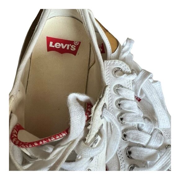 Levi’s White Sneakers Converse-Style with Leather Heel Patch Sz: 9 Mens - Picture 7 of 9